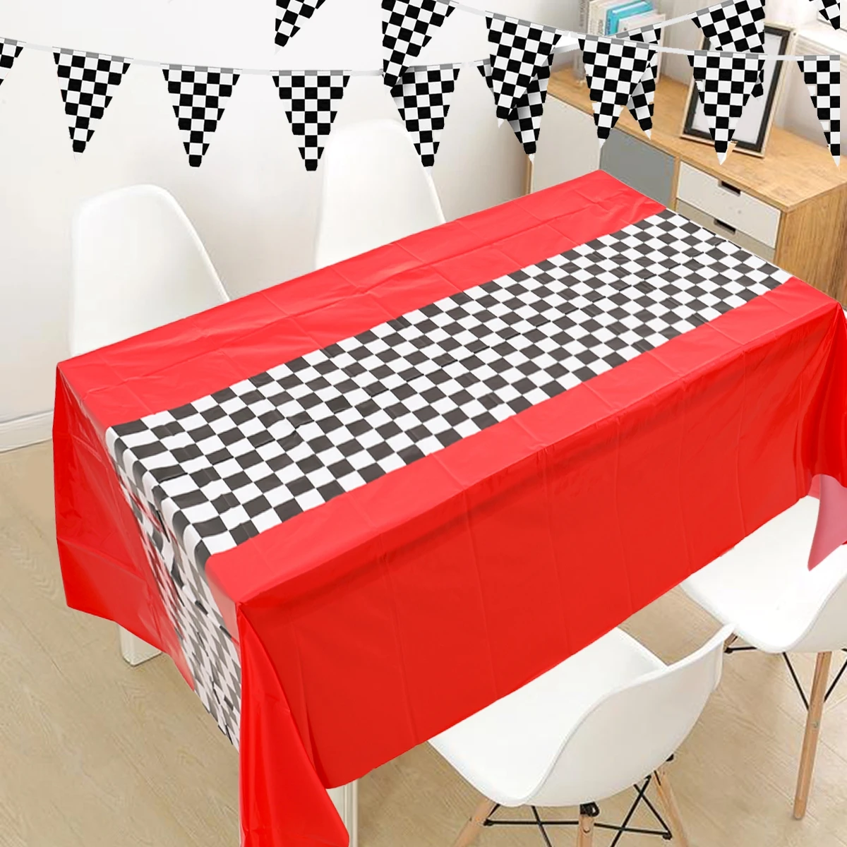 Гоночный автомобиль клетчатая скатерть спортивные аксессуары украшение