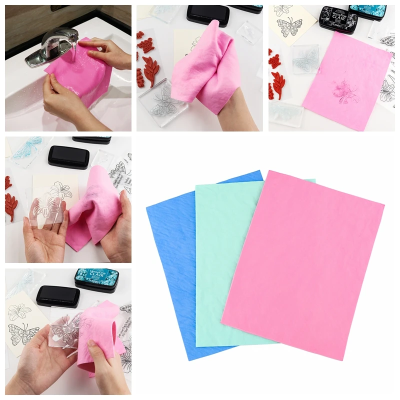 

3pcs/pack Stamp Cleaning Cloth Shammy Stamps Cleaner Super Absorbent Towel Useful Crafts DIY Tools New 2021