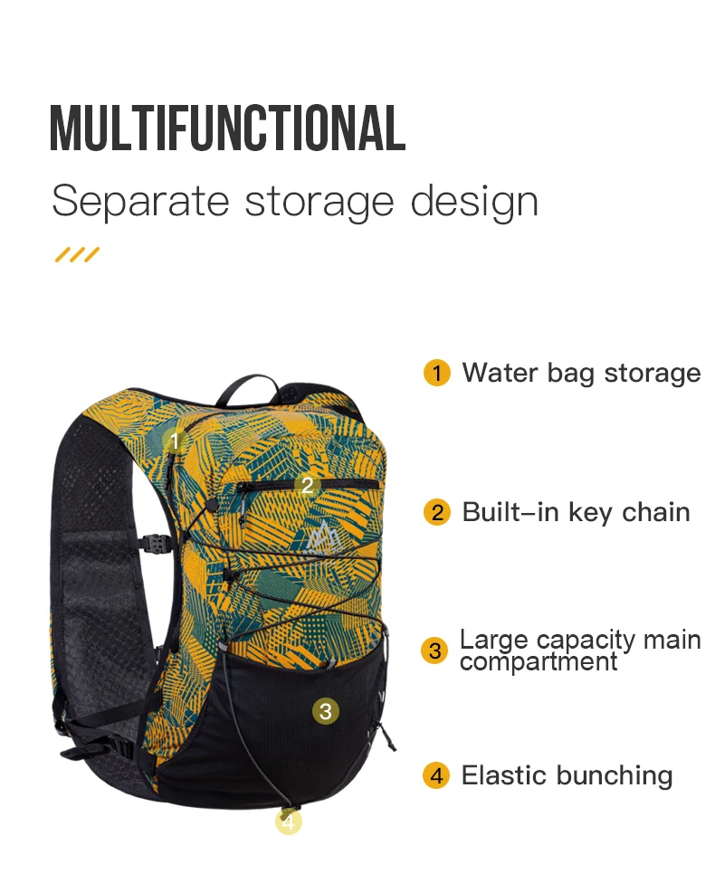 AONIJIE C9112 Newset 12L Outdoor Sports Cross-country Backpack Hydration Pack Travel Bag Vest Harness For Running Riding Hiking