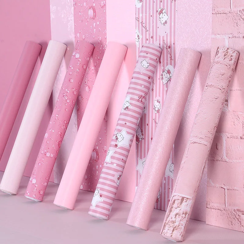

PVC Self-adhesive Bedroom Girl Waterproof Warm Pink Cute Wallpaper Dormitory Wall Stickers Decorative Desktop Cabinet Furniture