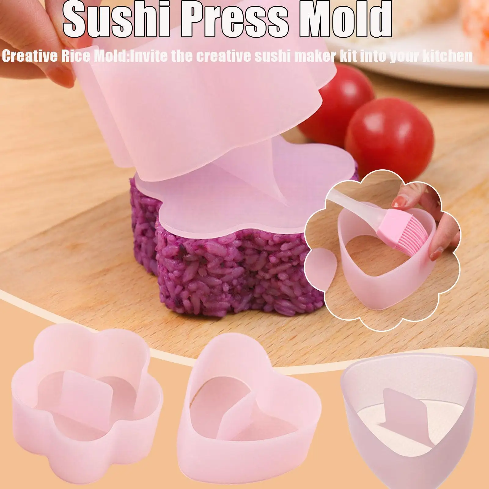 

Flower Heart Shape Rice Ball Sushi Roll Sushi Mold Press Diy Rice Rice Kitchen Ball Tools Mold Ball Japanese Accessories Be Q1n3