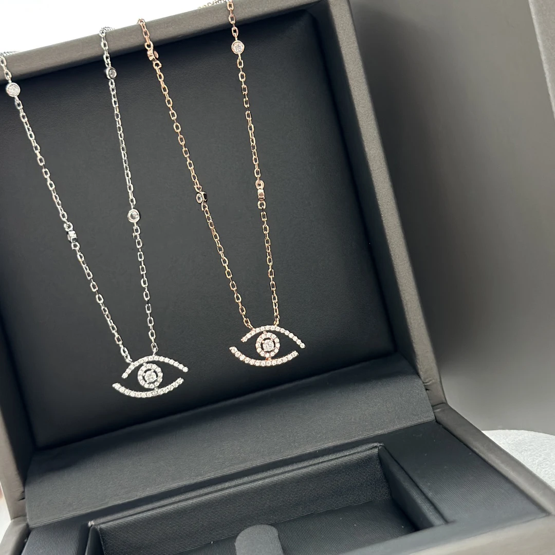 

Luxury Brand New 925 Sterling Silver Women's Necklace Heart Eye Pendant European Fashion Women's Exquisite Necklace