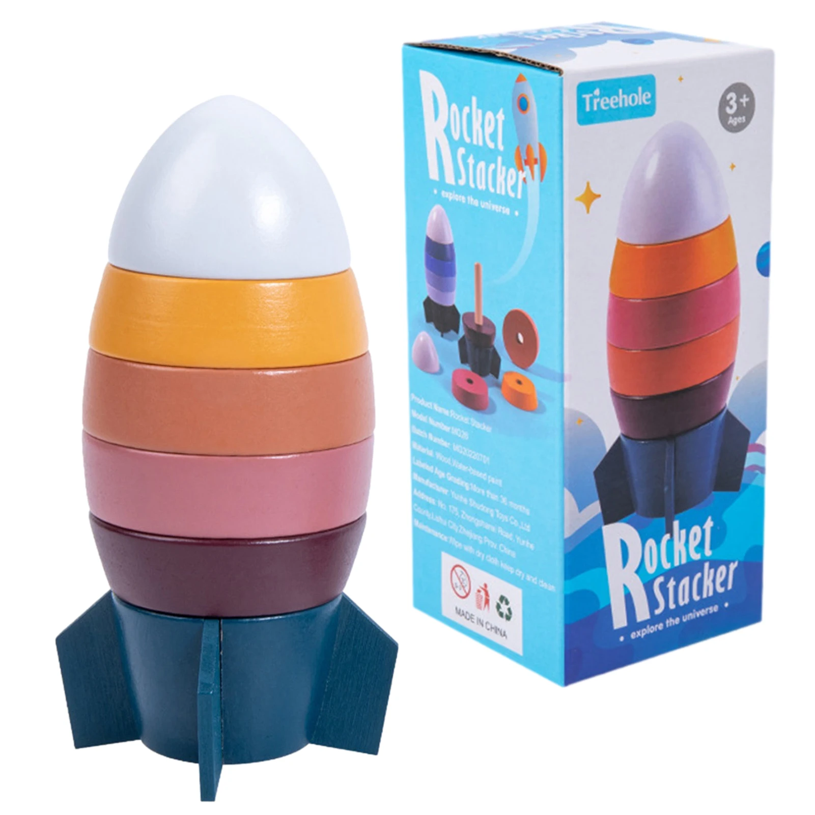 

Игрушка для укладки ракеты, космические Игрушки для малышей, космические Игрушки для малышей, игрушки для укладки колец и первая детская игрушка Монтессори