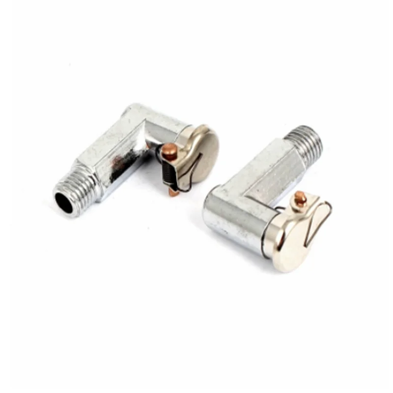 

8mm Male Thread L Type Metal Spring Cap Oil Grease Cup Silver Tone