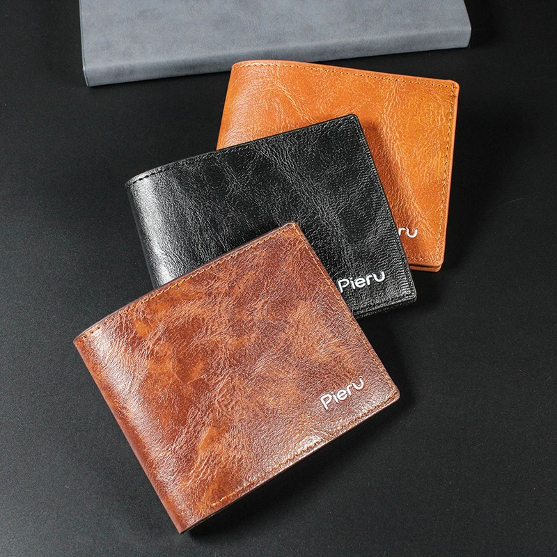 

Vintage Men Leather Wallet Short Slim Male Purses Money Credit Card Holders Wallet Money Bag Retro Business Foldable Purse