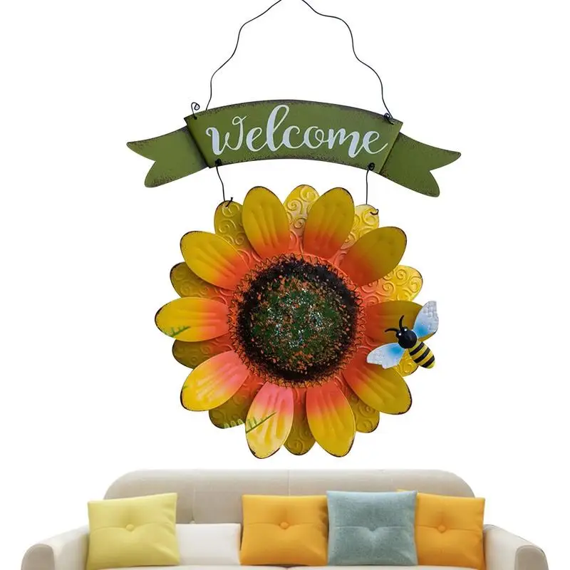 

Sunflower Door Sign Metal Sunflower Front Door Decor Vintage Wall Art Decorations For Cafe Bar Garden Restaurant Home