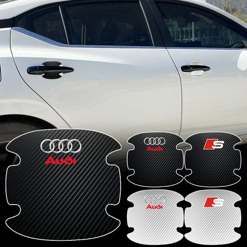 4 шт. защитная наклейка на дверную ручку автомобиля эмблема Стайлинг для Audi B7 B5 B6 B8
