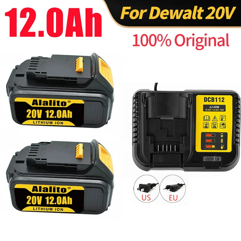 

2023 New 20V 12000mAh Max Battery Replacement Tool for DeWalt DCB184 DCB181 DCB182 DCB200 20V 5A 20 Volt 20V Battery + 3A Charge