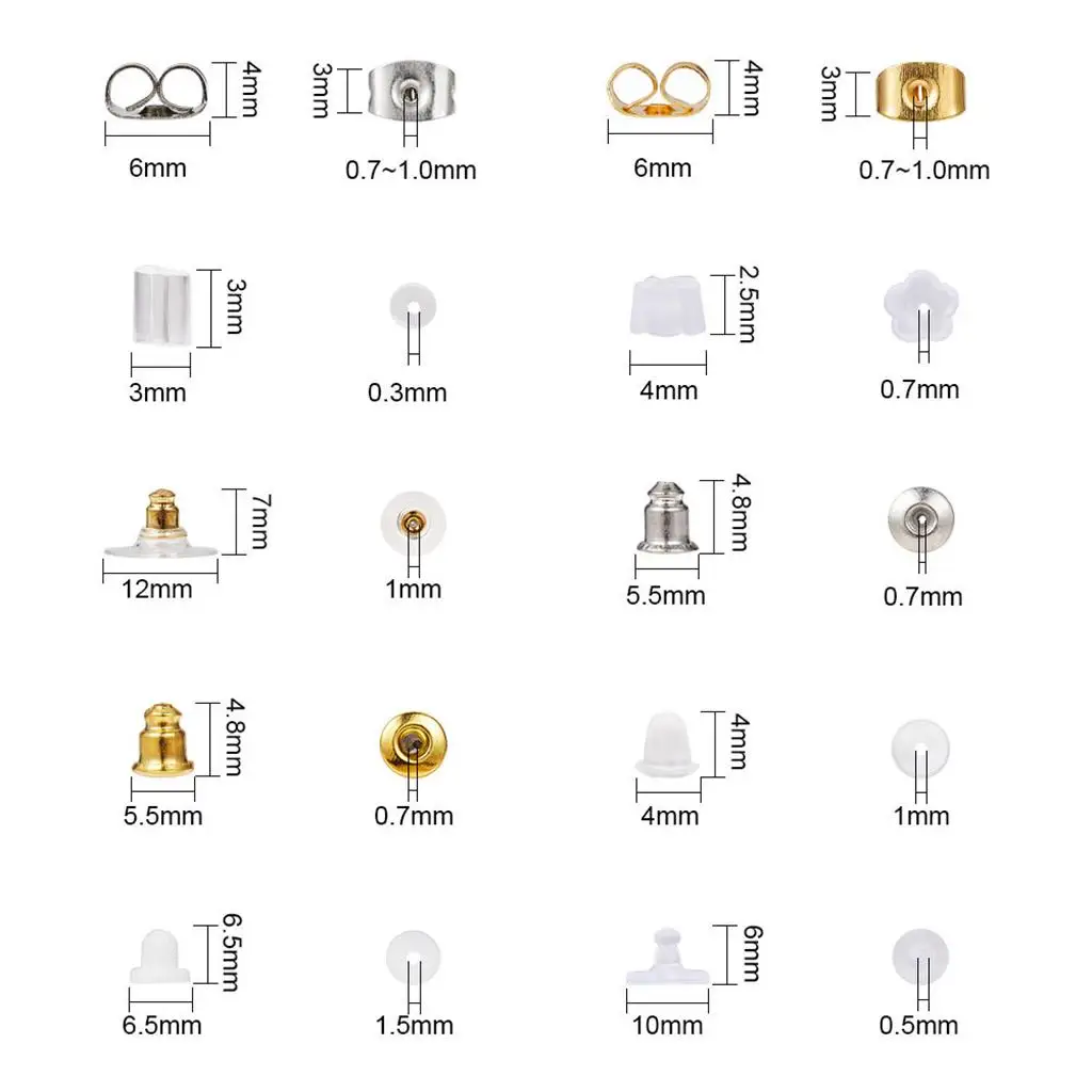 

1 коробка, 10 стилей, пластиковые и металлические заглушки для сережек, заглушки для сережек