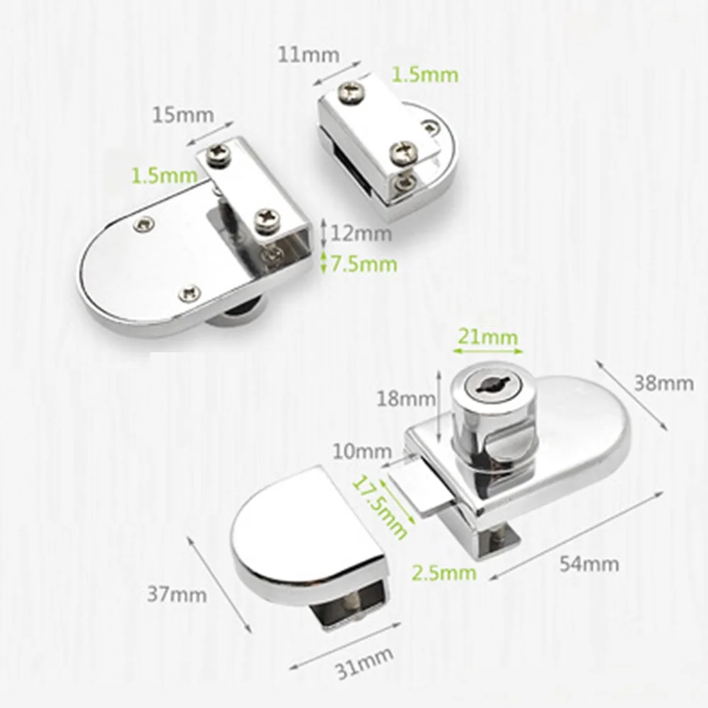 

Showcase Lock Zinc Alloy Double-door Cell Phone Counter Lock Glass Wine Cabinet Lock With Keys For 5-8mm Thick Glass Hardware