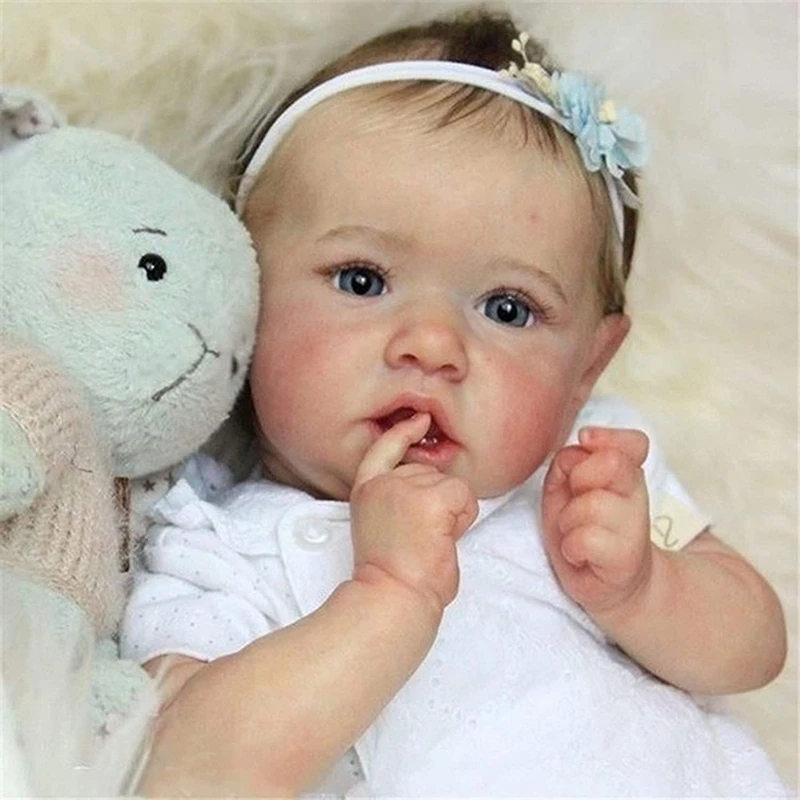 

Realistic Saskia Reborn Baby Dolls Grey Eyes Girls Full Silicone Doll