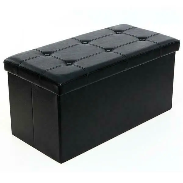 

PU Leather Footstool with Leather Footstool Black 76*38*38cm
