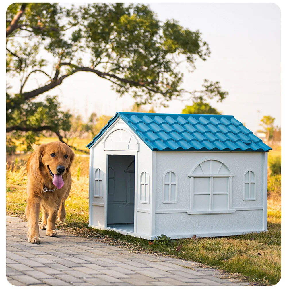 Foldable Plastic Dog Kennel Outdoor Rainproof Dog Cage Winter Windproof Medium Large Size Dog Villa Pet House Dog House Indoor