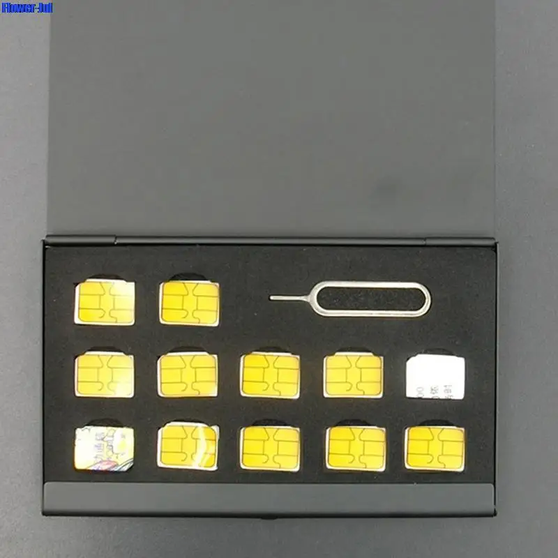 12-Slots-NANO+1-Slot-Card-Pin Aluminum Portable SIM Micro Pin SIM Card Nano Memory Card Storage Box Case Protector Holder 1Pc images - 6