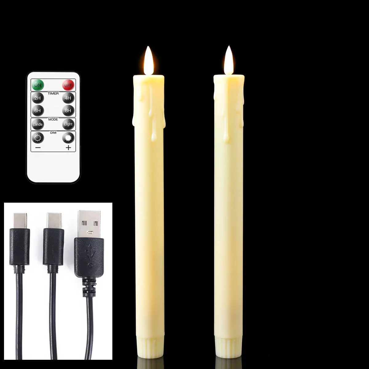 

Набор Из 2 Светодиодных Свечей С Пультом Дистанционного Управления, Тема «День Святого Валентина», Конусообразные, Пластиковые