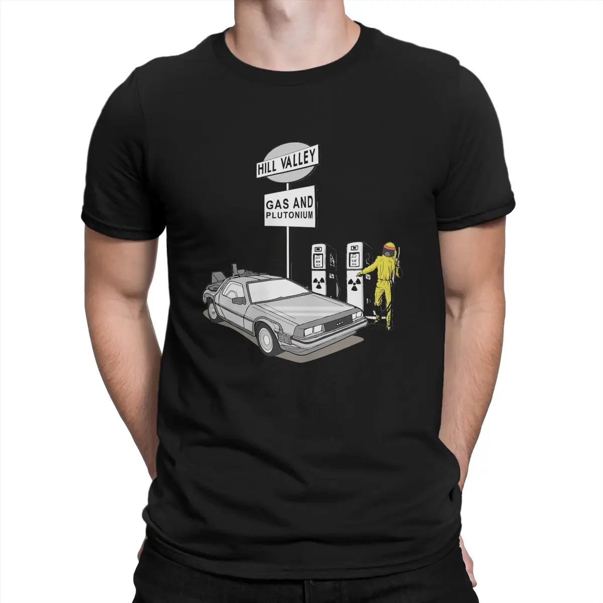 

Back To The Future Marty Movie Newest TShirt for Men Gas Station Round Collar Pure Cotton T Shirt Personalize Birthday Gifts