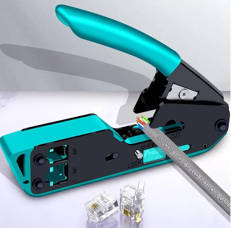 ProsKit CP-333 6P/8P Crystal Head Telephone Line Network Line Pressing PliersPortable Cable Wire StripperCrimping Pliers Tools