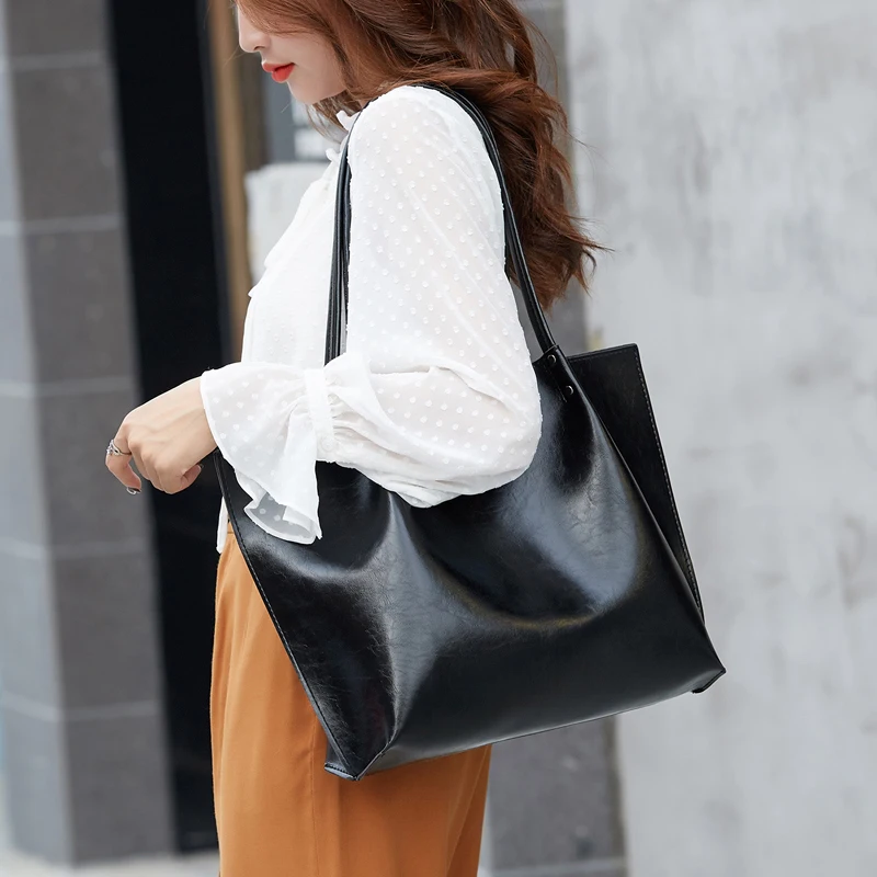 Aliwood Oil Wax Skin Women's Bag Large Capacity Leather Ladies Shoulder Bag Designer Handbag High Quality Europe Tote Bag Bolsas
