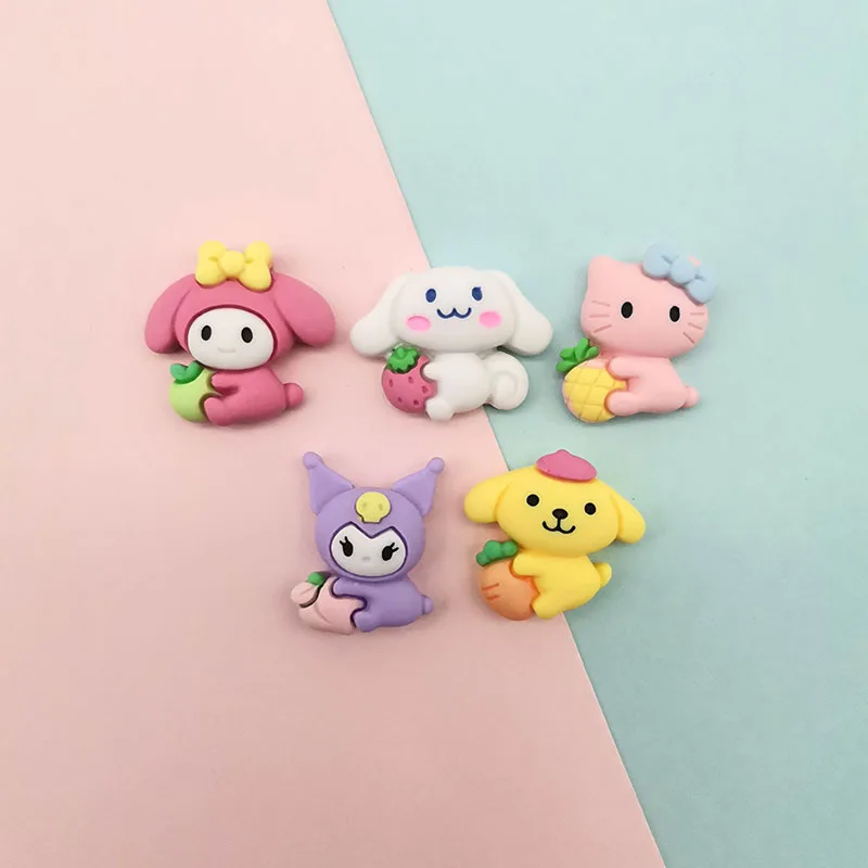 

6Pcs Cartoon Sanrio Patch Hello Kittys Cinnamoroll Anime Cute Beauty Resin Accessories Diy Material Package Toys for Girls Gift