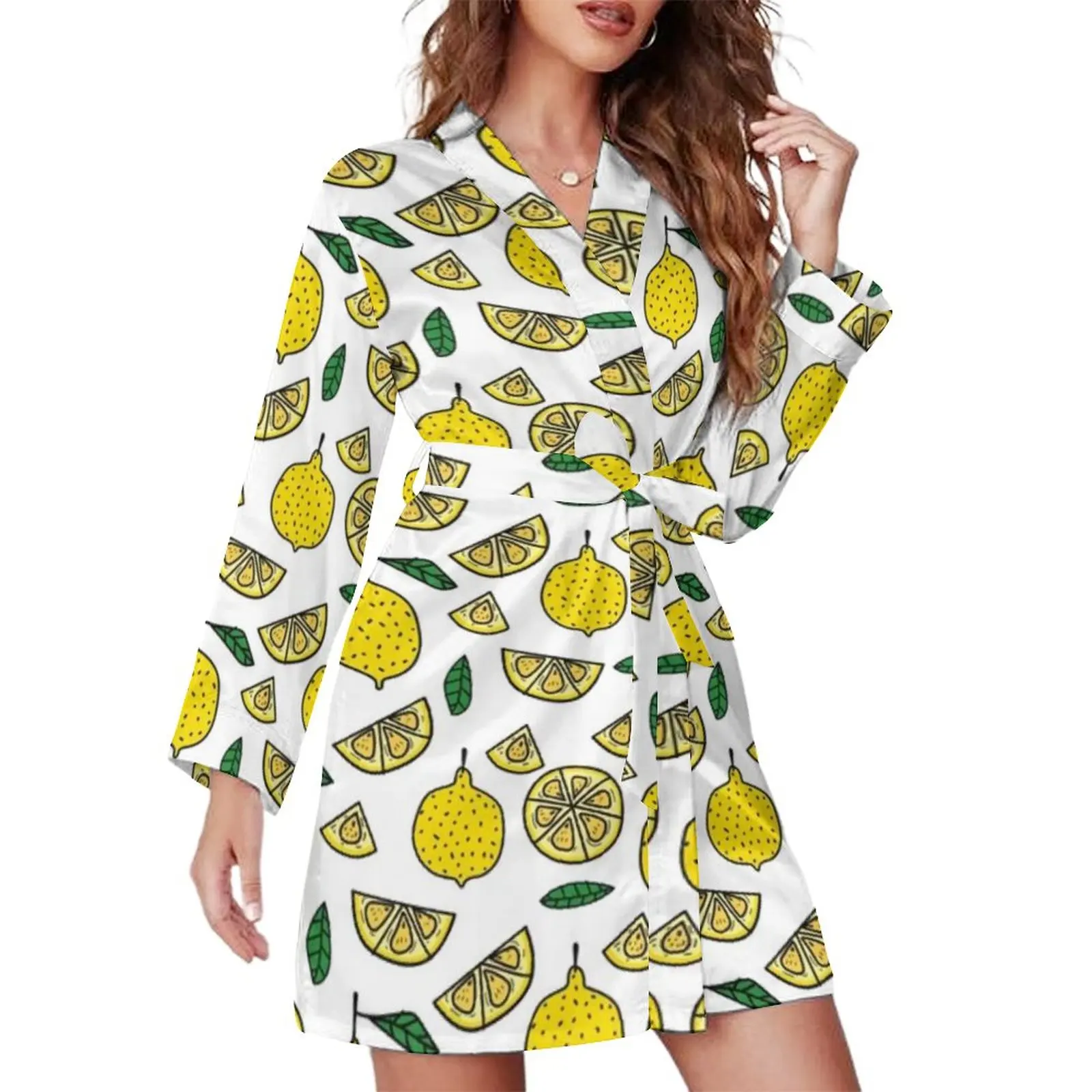 

Lemon Pajama Robe Food V Neck Wholesale Pattern Dress Aesthetic Wife Halloween Sleepwear