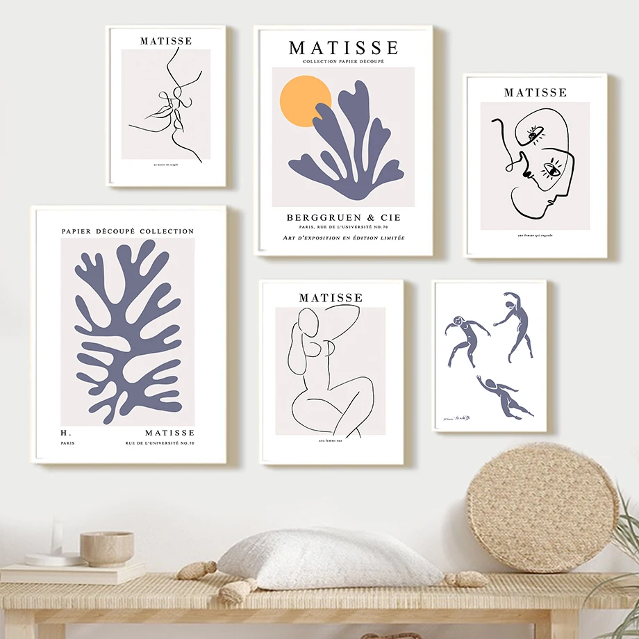 

Абстрактные постеры и принты Matisse для любителей лица, кораллового солнца, настенная живопись, Картина на холсте для украшения гостиной