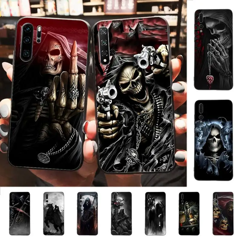 

Grim Reaper Skull Phone Case For Huawei P 8 9 10 20 30 40 50 Pro Lite Psmart Honor 10 lite 70 Mate 20lite