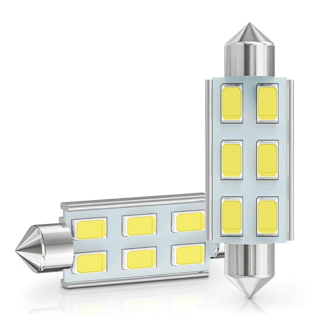 2pcs Festoon C5W C10W LED Bulbs 5630 6SMD Canbus 31mm 36mm 39mm 41mm Car Interior Lights Dome Lamp Reading lights No Error White - купить по