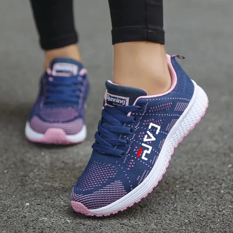 New Women's Ultra Light Weight Walking Shoes Gradient Colors Casual Sneakers Mesh Breathable Sports Shoes Lace Up Anti-Slip Shoe