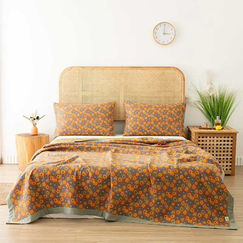 

DBL.SEVEN&C 3pcs Cotton aesthetic Stitch blanket Jacquard bedspread on the bed Plaid bed cover yarn dyed summer quilt Sofa cover