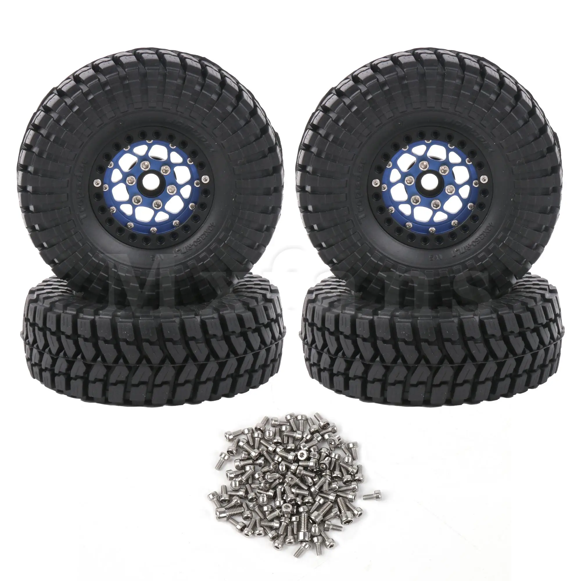

Mxfans 4Pcs RC Crawler Wheel Rims & Tires Replacement for Axial 1:10 with Screw