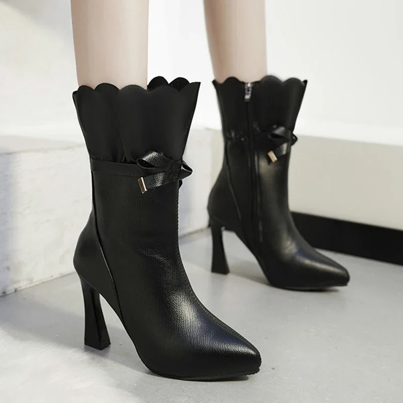 

Ботинки Челси женские на высоком каблуке, пикантные брендовые Дизайнерские ботильоны на молнии, заостренный носок, туфли-лодочки, зима 2024