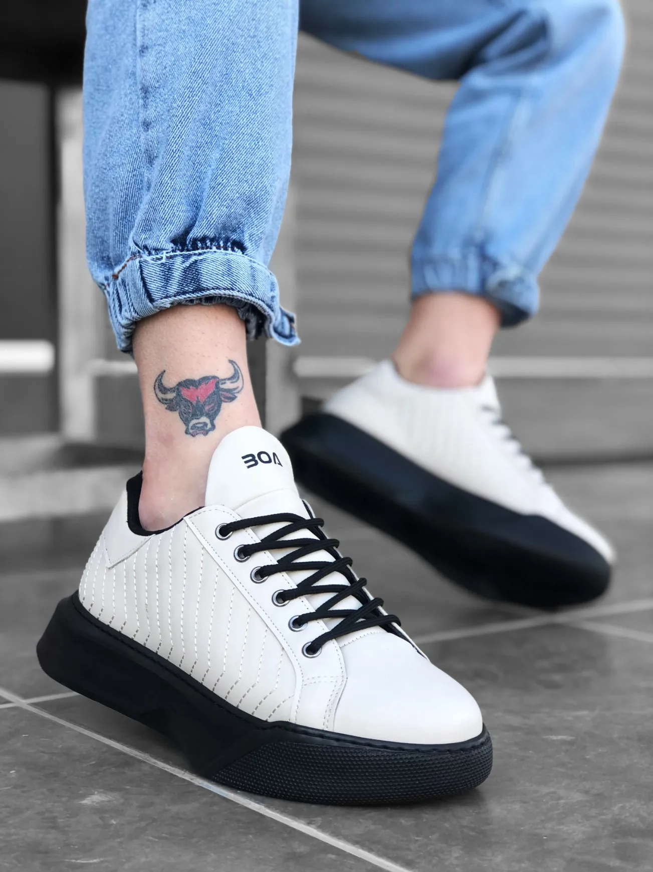 

BOA Causal Sports Male Shoes Cream Color Casual Black High Outsole Lace-Up New Generation Original Design Brand Model ModernBA0162