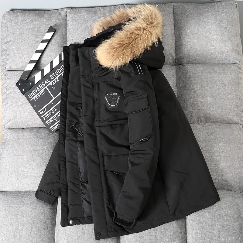 2022 Winter Men's Casual Thicken Down Jacket with Big Real Fur Collar Warm Parka Super warm Mens Waterproof Down Coat Size S-3XL