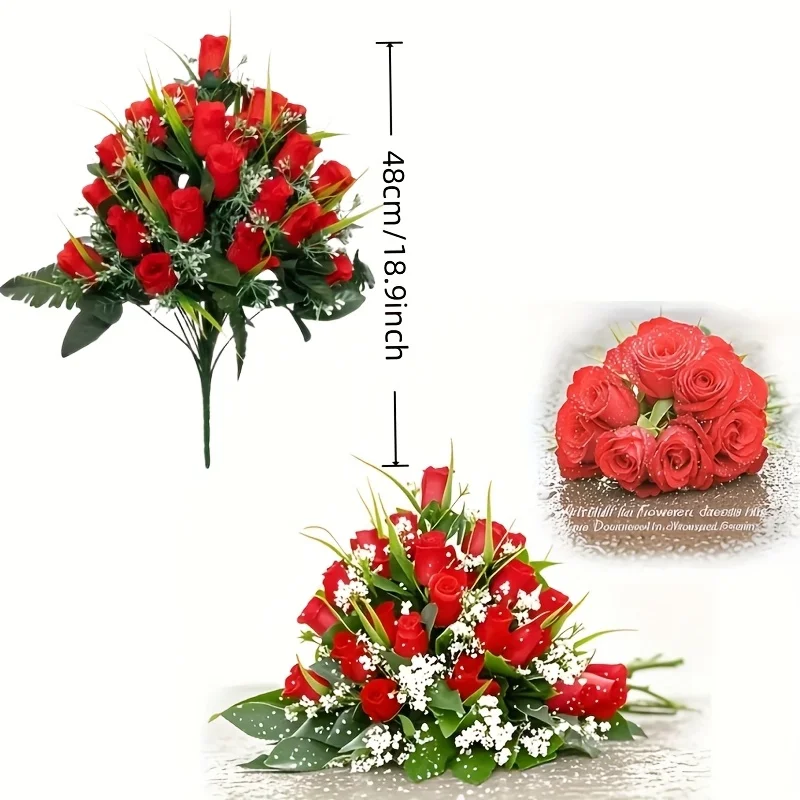 

24 Искусственных Пластиковых Роз Для Украшения Кладбища И Улицы На День Памяти