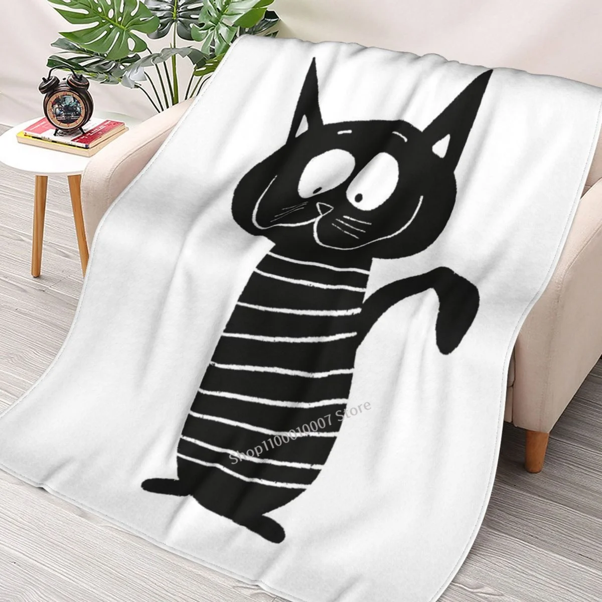 

Black And White Cat Nr2 Throw Blanket 3D printed sofa bedroom decorative blanket children adult Christmas gift