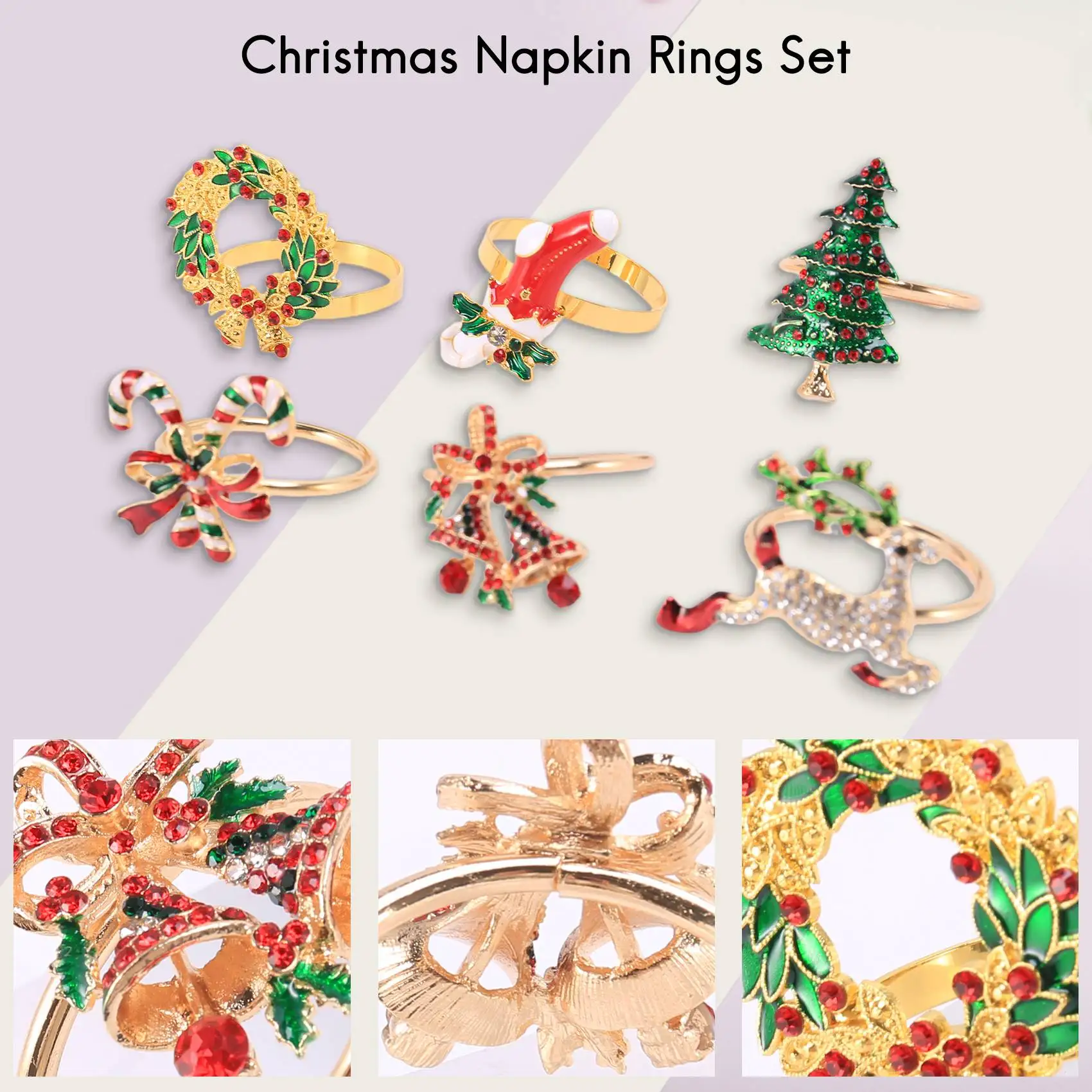 Рождественские кольца для салфеток наборы из 6 шт. золотые держатели колец