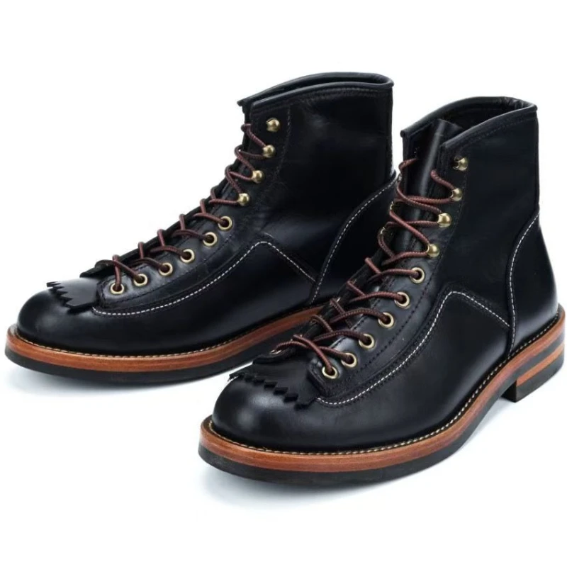 

Винтажные мотоциклетные ботинки, повседневные мужские ботинки до щиколотки, кожаные туфли из воловьей кожи, ботинки на танкетке, рабочие ботинки, мотоботинки