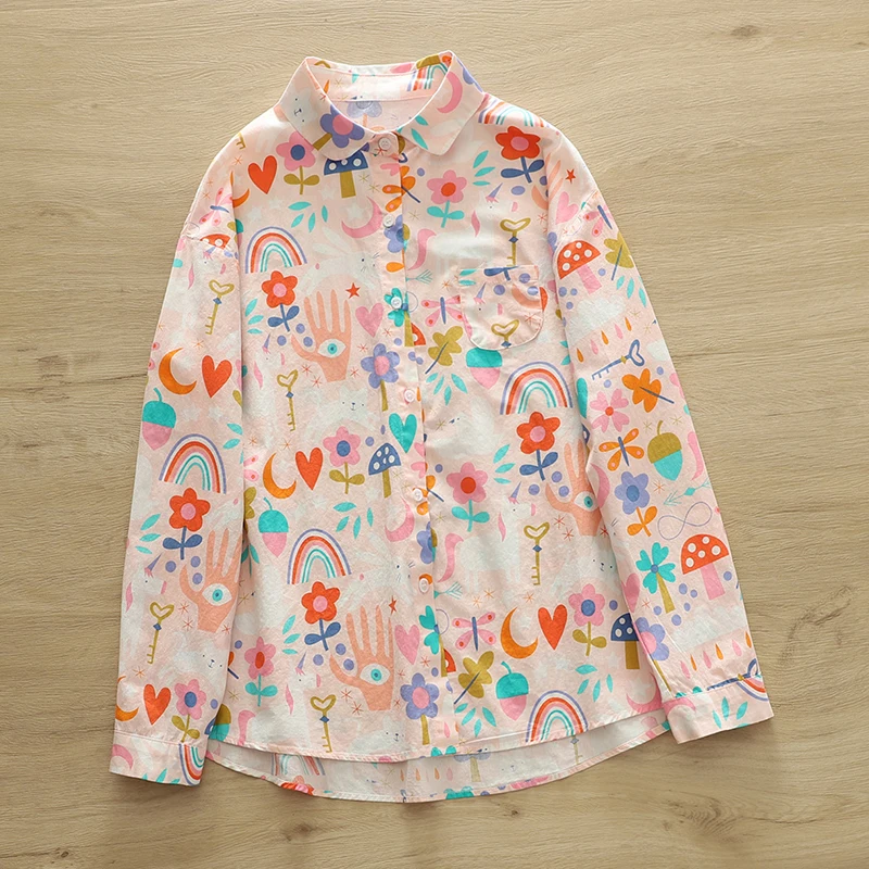 Весенне-осенние повседневные милые топы новая женская одежда свободные рубашки