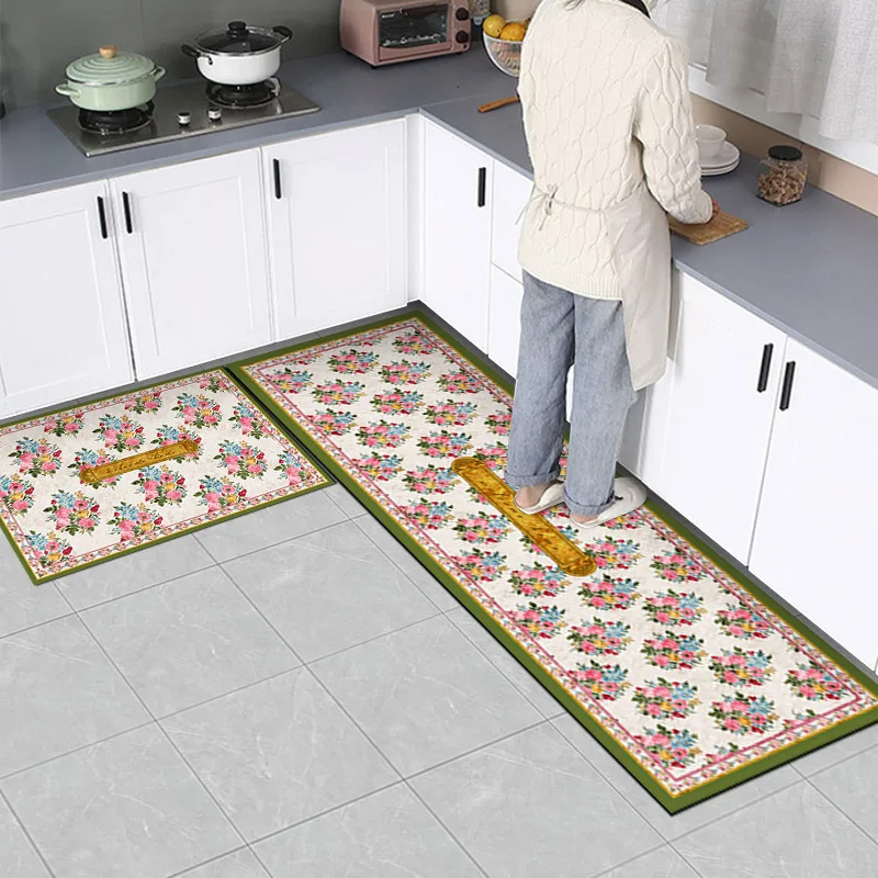 

Pastoral Oil Painting Kitchen Mat Bedroom Entrance Doormat Home Aisle Floor Decoration Living Room Carpet Anti-slip Bathroom Mat