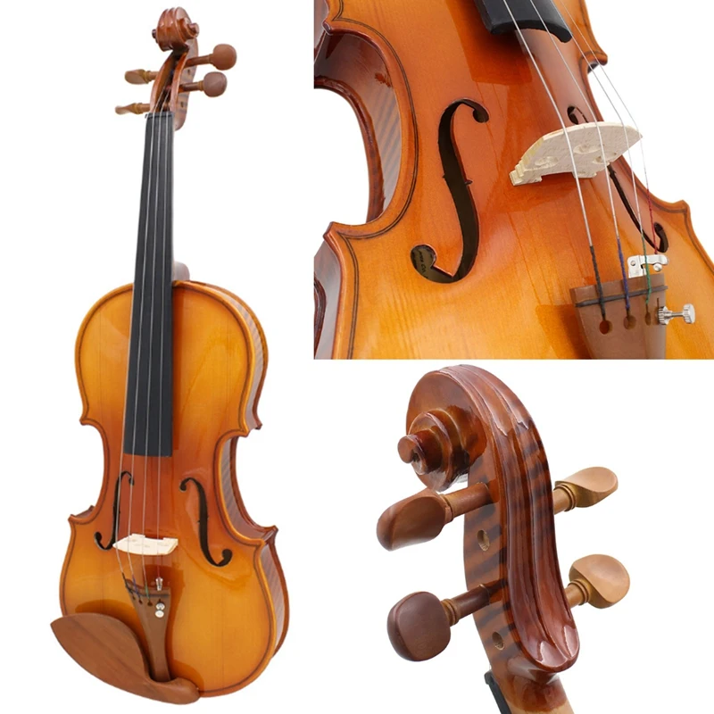 

HK.LADE Performance Level Violin Bass Wood Tiger Pattern Spruce Wood Violino Musical Instruments With Case For Beginner