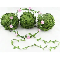 5m silk leaf shaped artificial flower green leaves diy wreath scrapbooking craft fake flower for home wedding decoration