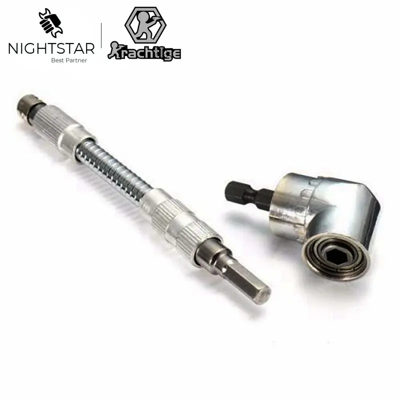 

Krachtige 2pcs 105 Degree Angle Socket Holder Adapter Bits Drill Bit Angle Screw Driver 1/4inch Hex Bit + 150mm Flexible Shaft