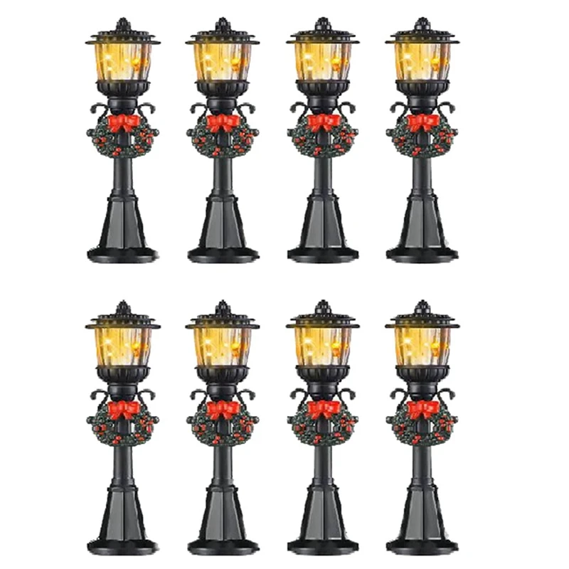 

24 Pcs Mini Christmas Lamp Post Train Lamp Miniature Street Lamp Decorative Lights For DIY Dollhouse Village Pathway