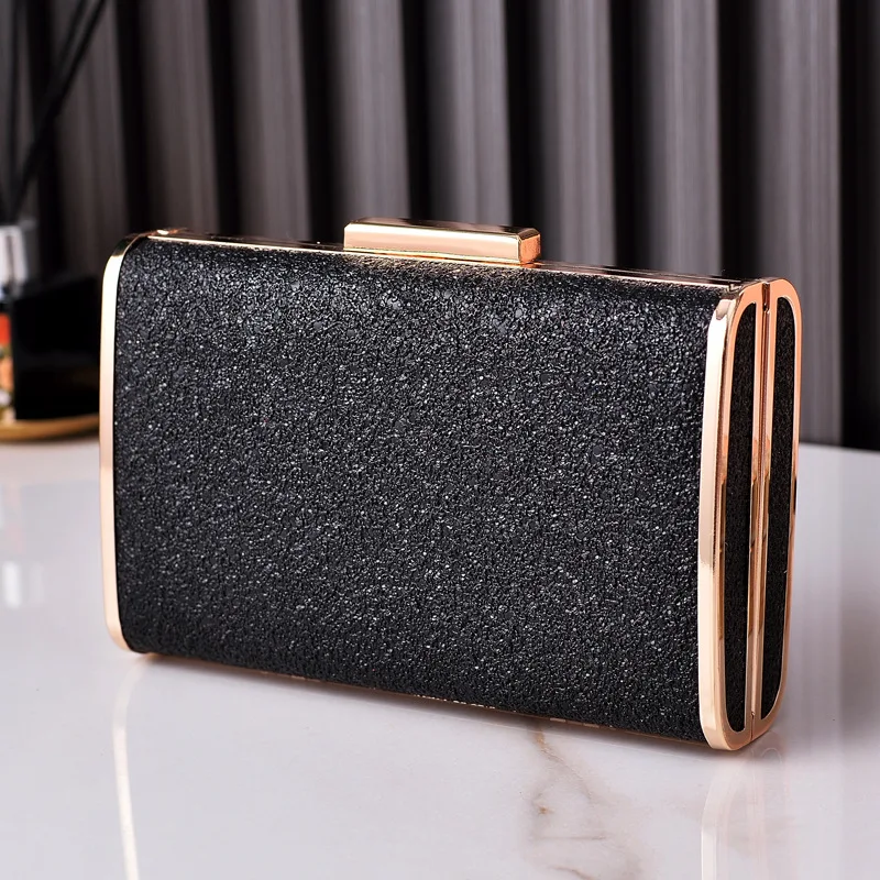 

Metal Frame Black Evening Clutch Bags for Women Dinner Bag Ladies Fashion Chain Shoulder Crossbody Evening Bags Women's Clutches