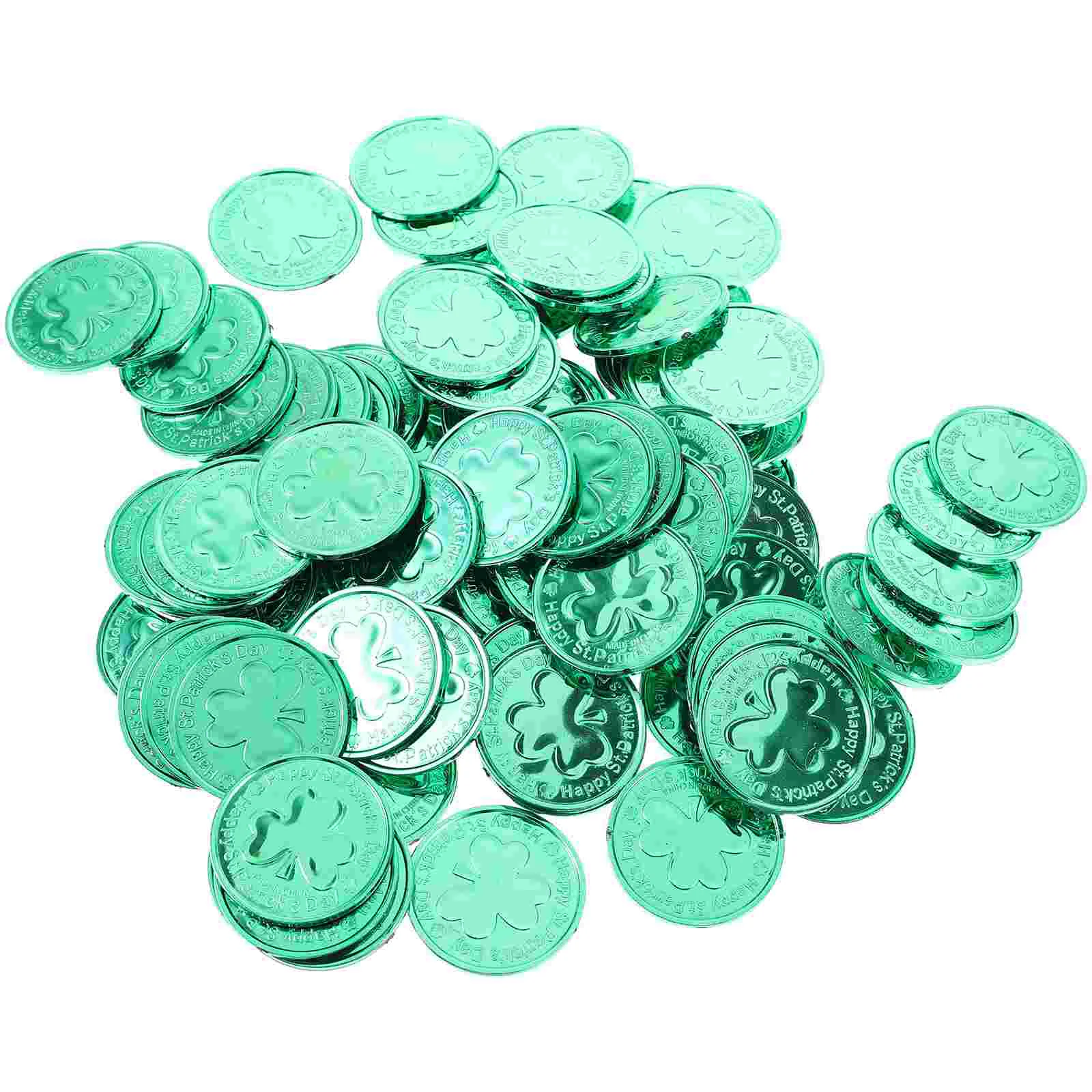 

100 Pcs St Patrick's Day Table Scatter Coin Toy Shamrock Coins Toys Decor Party Favor Luck 3-leaf