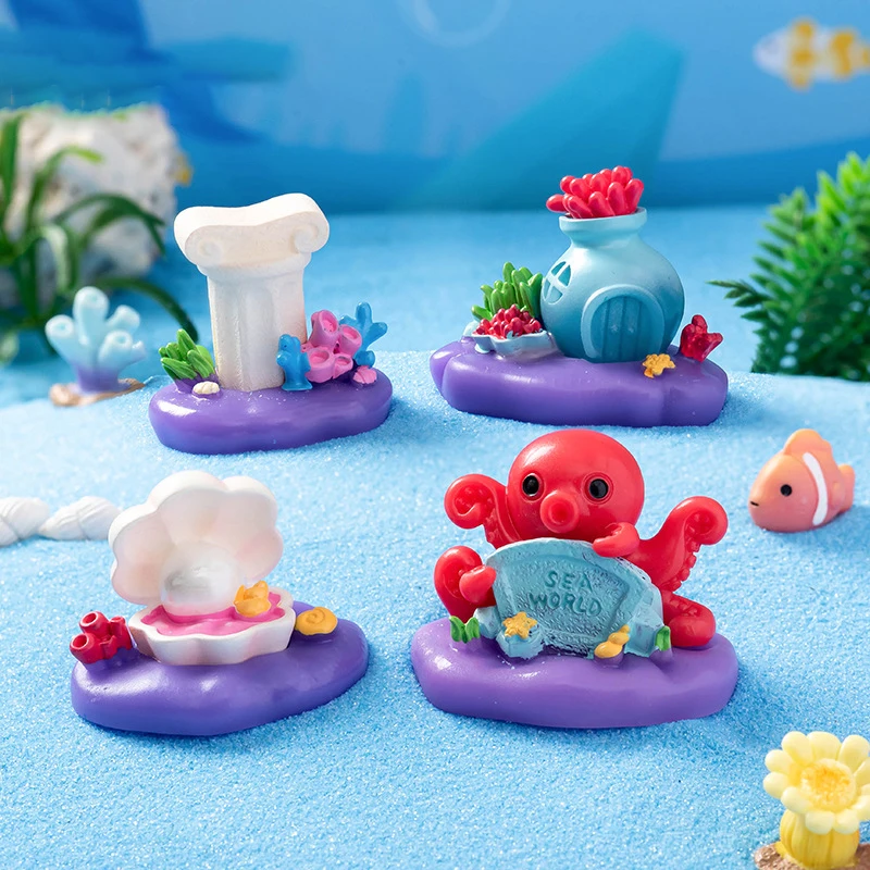 Мини-Осьминог Украшение Оболочка Дрифт бутылка римская колонна микро пейзаж