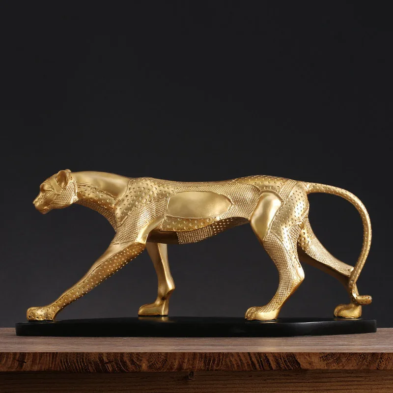 

Европейская полимерная скульптура счастливого леопарда, поделки Fengshui, украшение для гостиной, офиса, настольное украшение с животными