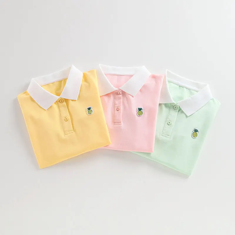 Girls' T-shirt Summer 2022 New Children's Student Polo Shirt Girl Short Sleeve Summer Middle and Big Children Western Style Top