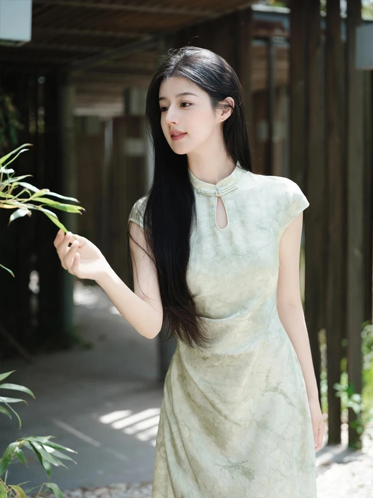 Благородное и элегантное зеленое Новое китайское улучшенное платье Sle новинка 2024