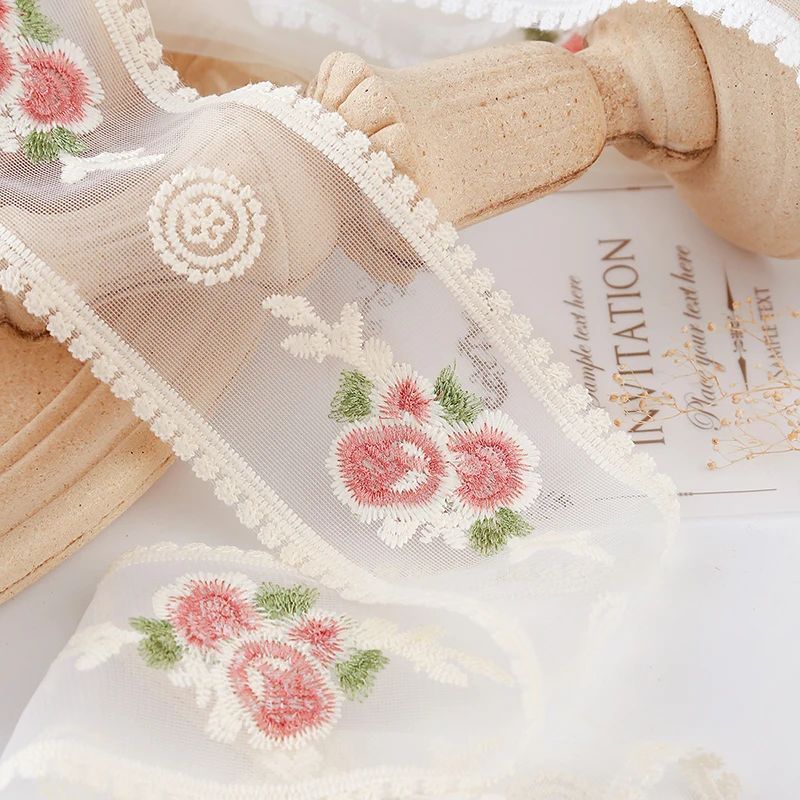 4 5 метра вышитые кружевные ленты винтажные розы полые резные сетчатые пришивные